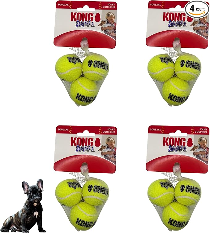 KONG Air Squeakers Tennis Balls Small - 2" Diameter (3 Pack) - Pack of 4