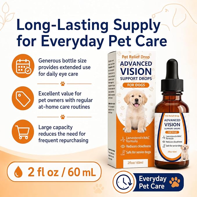 Pet Relief Advanced Vision,Pet Relief Advanced Vision Support Drops,Helps Maintain Clear, Irritation‑Free Eyes, Easy Dropper Bottle,2 floz. / 60 mL