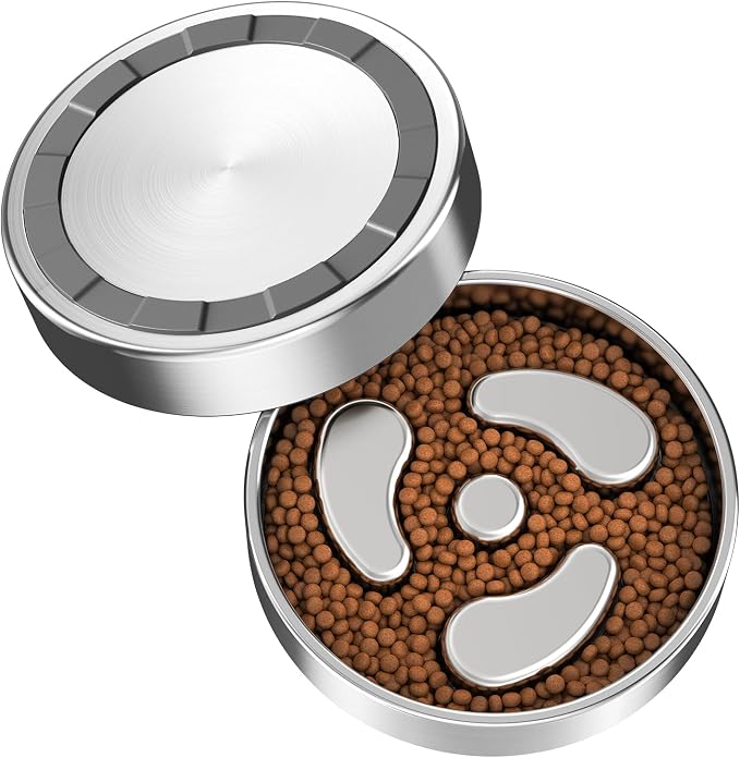 Slow Feeder Dog Bowls, 1.5Cups for Small Puppy, Food-Grade Double-Layer Stainless Steel, Heavy Duty with Non-Slip Rubber Base, Anti-Choking Puzzle Bowl to Slow Down Eating(1Pack)