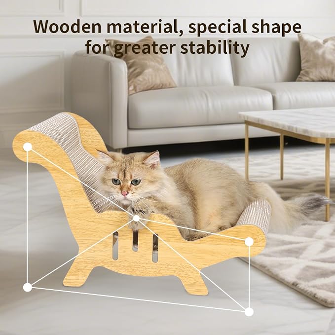 Cat Scratcher，cat Toys for Indoor Cats, Hand-Woven Hemp Rope, no Shedding, cat Bed, Durable and Sturdy, Beautifully Crafted Wood.