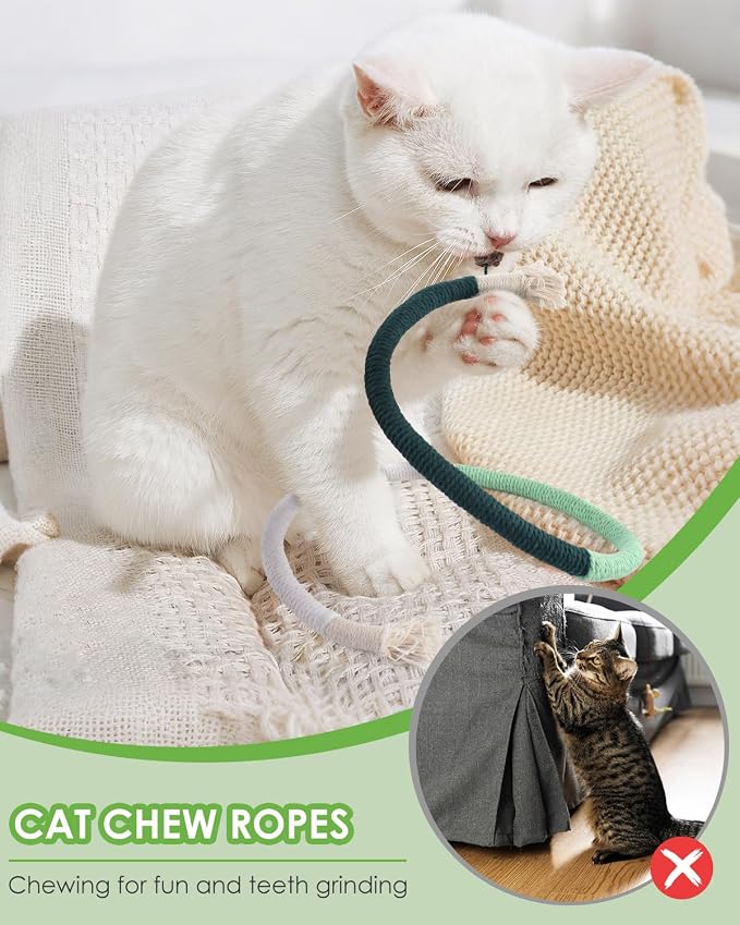 TINDTOP Cat Chew Toys, Silvervine Chew Sticks with 2 Pack Chew Ropes | for Kittens Teeth Cleaning, Increase Appetite, Aggressive Chewers Cat Dental Toy