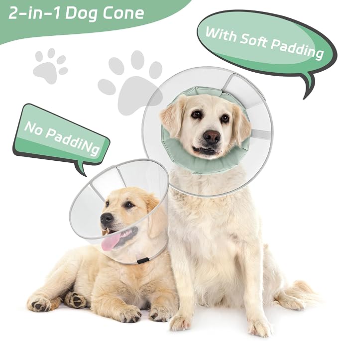 Dog Cone Collar to Stop Licking with Soft Liner, Comfortable Elizabeth Recovery Collar for Large Medium Dogs After Surgery, Pet Neck Head Cone Alternative,XS