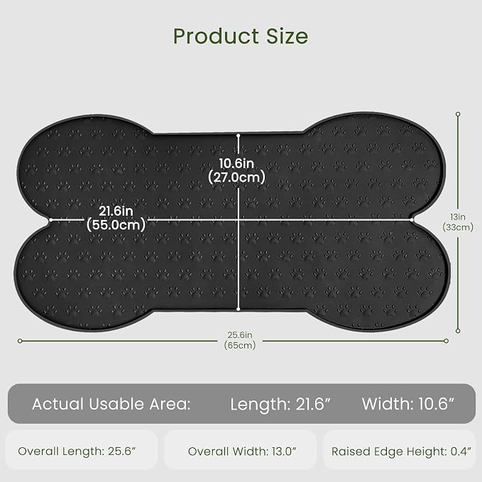 PWTAA Dog Food Mat Anti-Slip Silicone Dog Bowl Mat Thicker Pet Placemat Waterproof Cat Feeder Pad with Raised Edge Puppy Kitten Feeding Mats Suitable Small Medium-Sized Dogs Cats Eating Tray