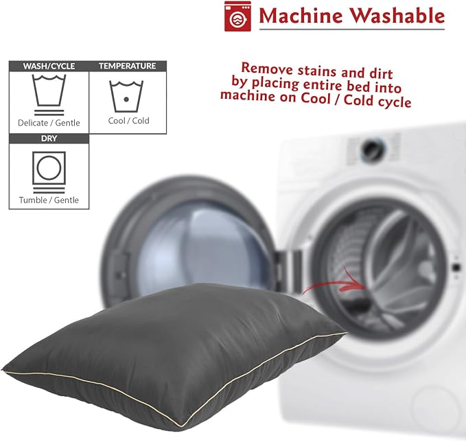 Majestic Pet Rectangle Large Dog Bed Washable – Non Slip Comfy Pet Bed – Dog Crate Bed Super Value Pillow Dog Bed – Dog Kennel Bed for Sleeping - Dog Bed Large Breed 46 x 35 Inch – Solid Gray