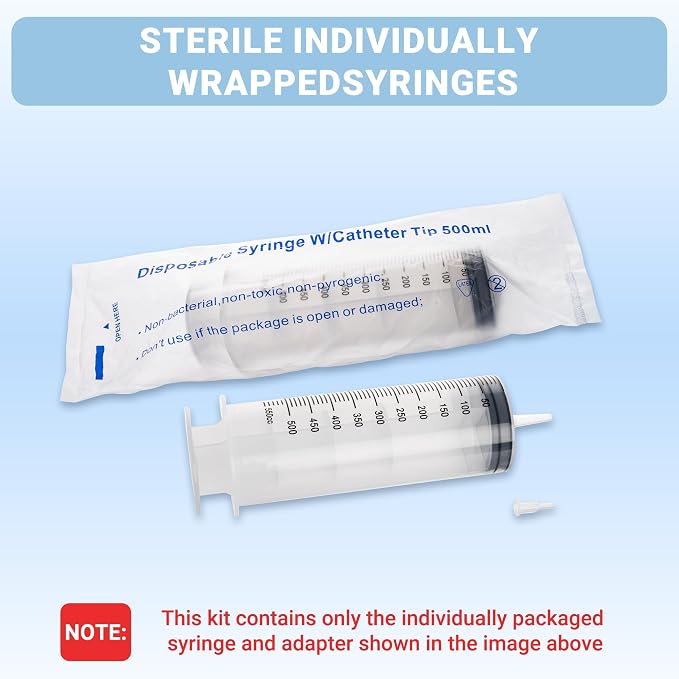 500ml Large Syringe, Plastic Syringe with Tip Adapter, for Thick Liquids for Scientific Labs, Measuring, Watering, Refilling, Filtration Multiple Uses, Individual Sealed
