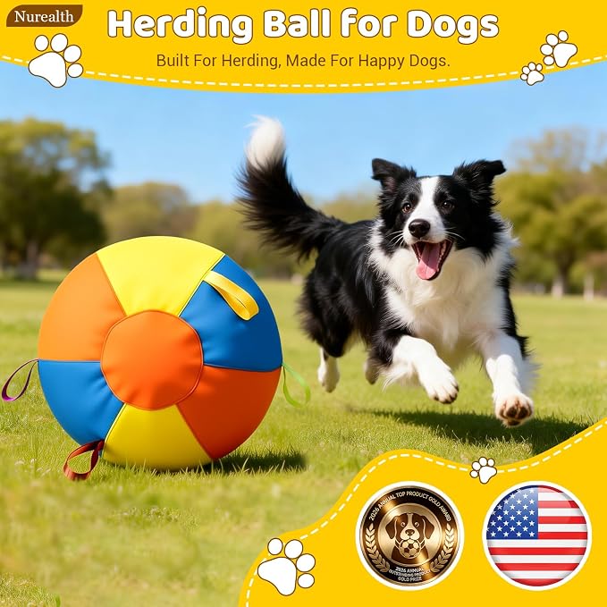 18" Herding Ball for Dogs for Australian Shepherd | Border Collies, Australian Cattle, German Shepherds, Horse, Sheepdogs, Dog Birthday Toy