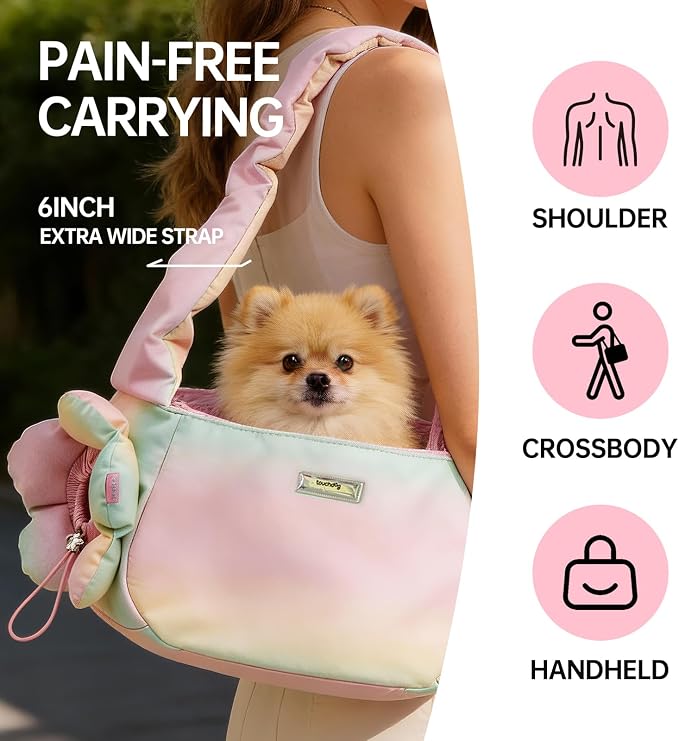 TOUCHDOG Pet Carrier Purse for Small Dogs & Cats - Lightweight Travel Handbag, Breathable Tote with Padded Interior (Pink)