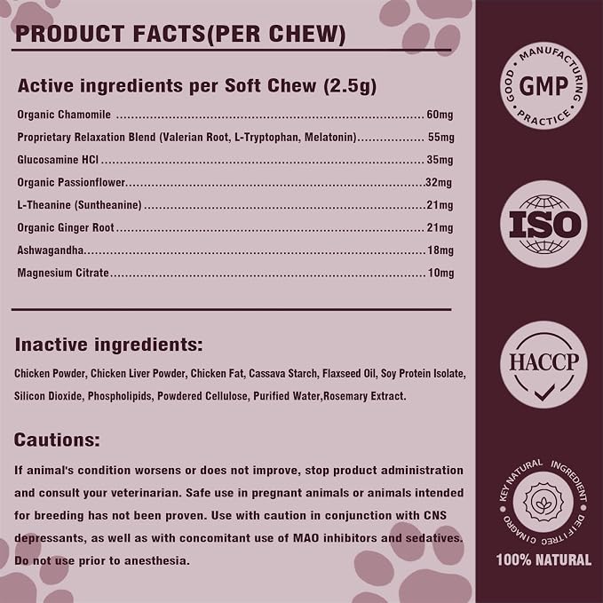 Calming Chews for Dogs 200 ct, Dog Calming Treats and Bites with Melatonin Anxiety Relief Treats for Dogs- Supports Relaxation for Travel, Separation, Barking, Fireworks, Chicken Flavor