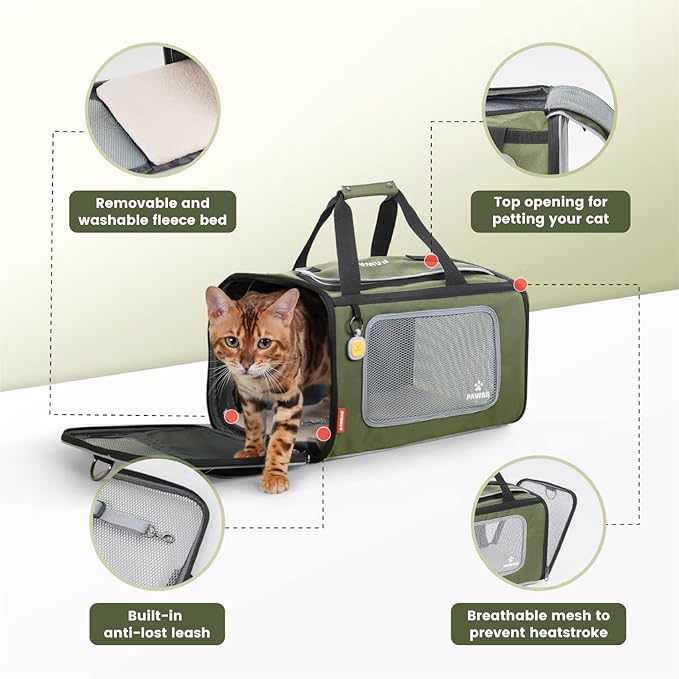 TSA Airline Approved Soft Sided Collapsible Pet Travel Carrier and Small cat Bowl
