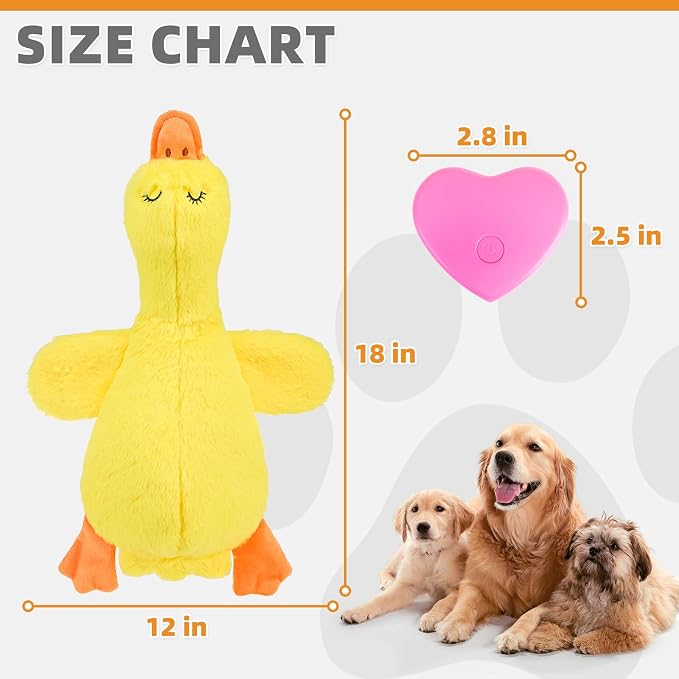 KOOLTAIL Calming Duck Toy for Dogs, Dog Heartbeat Stuffed Toy for Anxiety Relief, Plush Snuggle Toy for Puppy Calming Behavioral Training Sleep Aid Comfort for Small Medium Dog Pet Companion Pillow