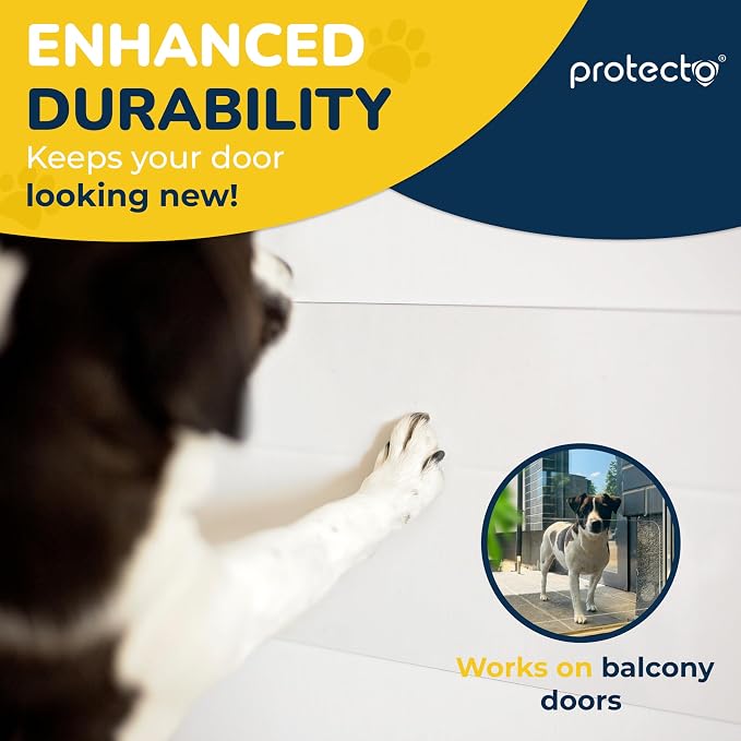 PROTECTO 2-Pack Heavy Duty Door Protector from Dog Scratching, 34x8” Clear Self-Adhesive Door Kick Plate for Bottom of Door, Scratch Protection for Interior & Exterior Doors, Window & Sliding Doors