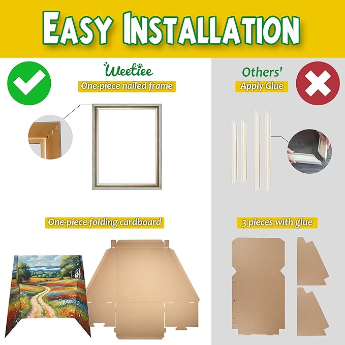Cat Scratcher, Scratch Pad with Oil Painting, Furniture Saver Scratching Board, Cardboard Cat Scratcher House with Frame, Large Scratching Pad & Scratcher Bed, Cat Cardboard Scratcher for Indoor Cats