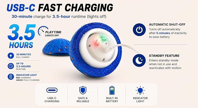 Smart Interactive Dog Ball Toy for Small Medium Large Dogs – Automatic Rolling & Bouncing Ball with RGB Lights, E-TPU Chew Resistant Dog Toy for Indoor Play & Boredom Relief