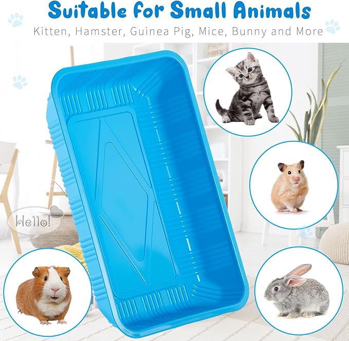 Tessco for you 30 Pack Disposable Cat Litter Boxes, Plastic Leakproof Litter Trays for Cats, Disposable Travel or Temporary Litters Pan for Kittens and Small Pets, 16.7 x 10.5 x 3.4 Inch(Blue)