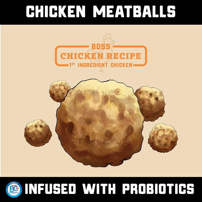 Boss Dog Boss Proballs Meatball Treats for Dogs & Cat, Chicken Recipe, 6 oz Jar