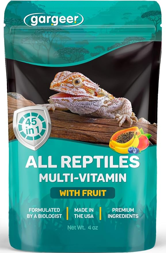 Gargeer 4oz Reptile Multi-Vitamin Supplement. Premium Ingredients, Rich with Organic Fruit, for Full Growth and Development Support. Boosted with Minerals and Amino Acids, Proudly Made in USA. Enjoy!