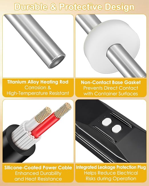 1300W Titanium Immersion Water Heater with Smart Digital Thermostat, Fully Submersible Electric Heater with Start/Stop Temperature Control, App Controlled for Bathtub Hot Tub Cattle Tank Bucket Pool