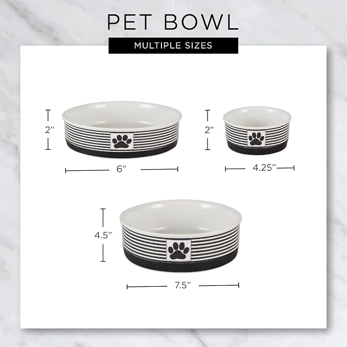 Bone Dry Ceramic Pet Collection Chevron, Small Set, 4.25x2, Gray, 2 Piece