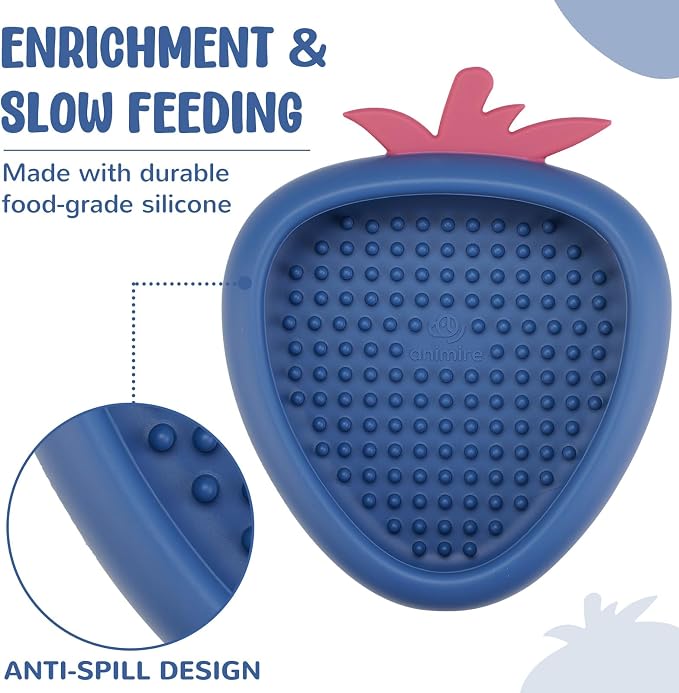 Freeze Dog Lick Bowl, Animire Non-Slip Slow Feeder Lick Mat for Dogs, Silicone Dog Enrichment Bowl for Distraction Anxiety Relief Boredom, BPA Free, Dishwasher Safe(Dark Blue,S)