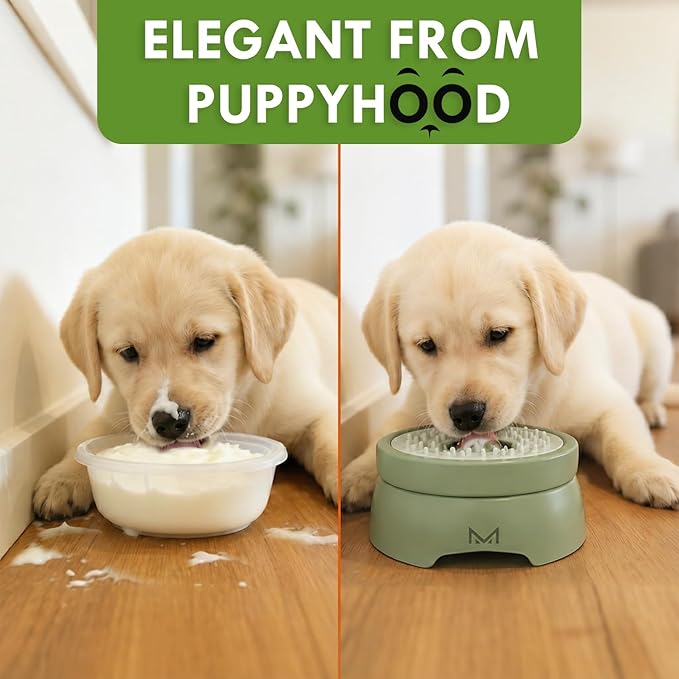 Slow Feeder Dog Bowls for Liquid Treat, Entertained Ball-in, Dog Lick Bowl, Pup Lick Toy for Large Medium Small Breeds Dietary Supplement/Post-op Nutrition (Grass Green)