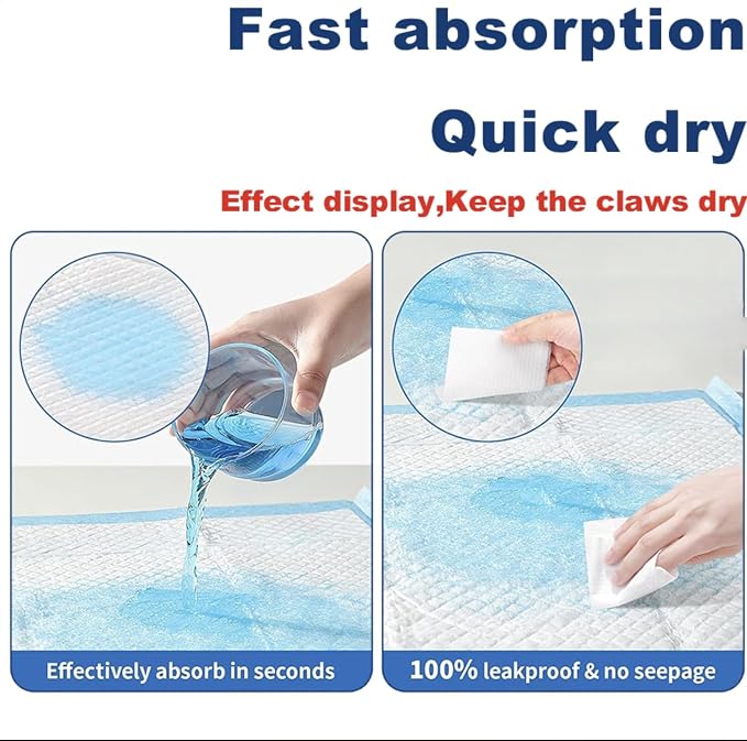 Dog Pee Pads , Ultra Absorbent 6-Layer Puppy Training Pads, Bed Pads, Changing Pads M-L– XL Leak-Proof, Quick Dry, Odor Control, Disposable, Incontinence Pads (M, 50, Count)