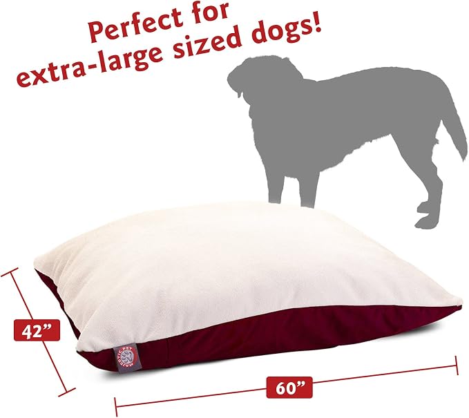 Majestic Pet Rectangle X-Large Dog Bed Washable – Removable Slipcover Pet Bed – Dog Crate Bed Super Value Pillow Dog Bed – Dog Kennel Bed for Sleeping - Dog Bed X-Large Breed 42 x 60 Inch – Burgundy
