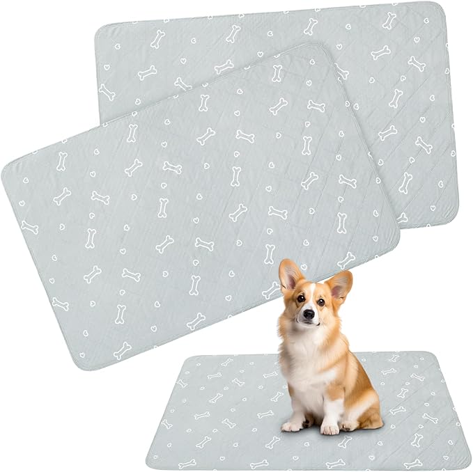 Washable Pee Pads for Dogs, 2 Pack Reusable Puppy Pads 23" x 36", Super Absorbent & Waterproof Training Mats for Potty, Crate, Kennel, Playpen, Bed & Sofa, Anti-Slip Wee Pee Pads for Dogs