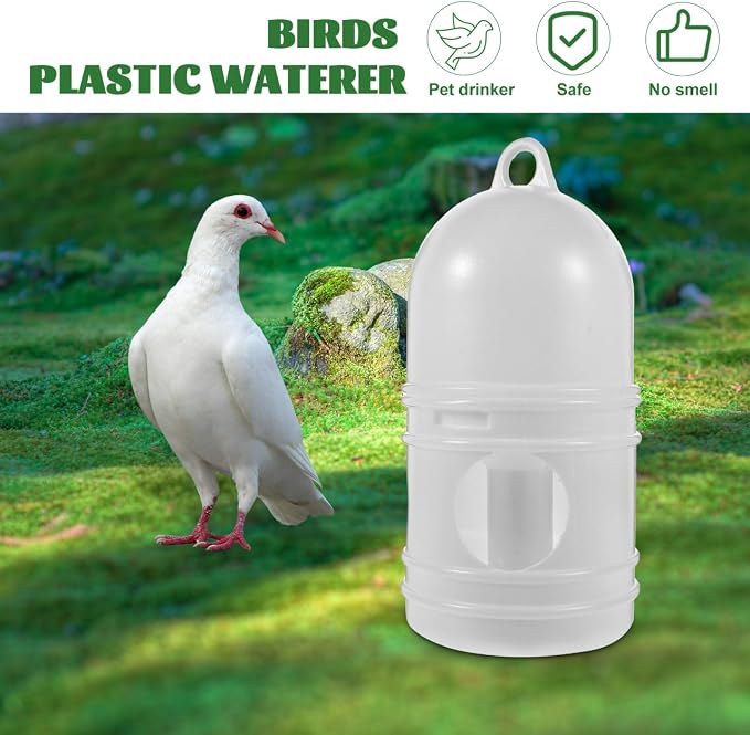 Pigeon Water Dispenser 2-Pack 9.44X4.72X4.72 Inch Birds Water Feeder Cup Clean Safe Pet Bird Waterer for Cage Feeding