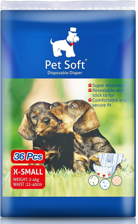 Pet Soft Dog Diapers Female - Disposable Puppy Diapers, Cat Diaper 36pcs XSmall