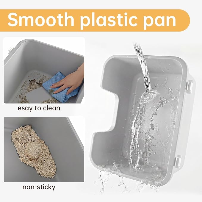 Oneluck Large Cat Litter Box with Lid and Sifting Mat, 24 Inch High Sided Enclosed Cat Litterbox for Indoor Cats, Translucent Hooded Design for Easy Cleaning, Extra Thick Plastic