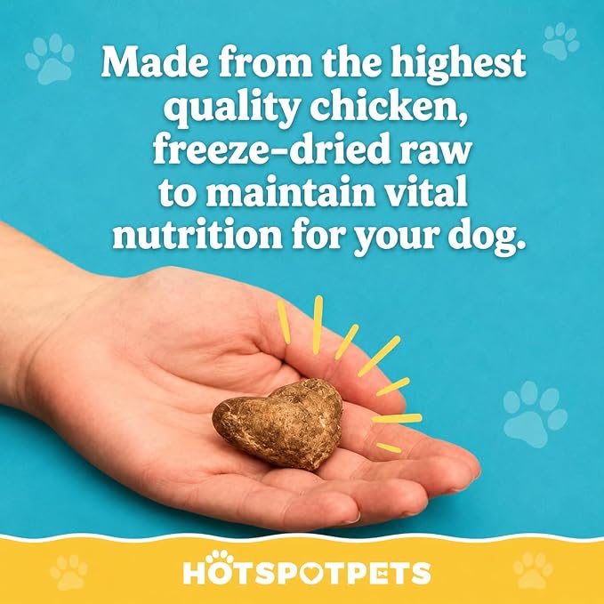 Hotspot Pets Freeze Dried Chicken Hearts for Cats & Dogs- 1LB Bag (300+pcs) USA Made, Healthy Single Ingredient All Natural Grain Free- Resealable -Perfect for Training, Topper or Snack, Allergen-Free
