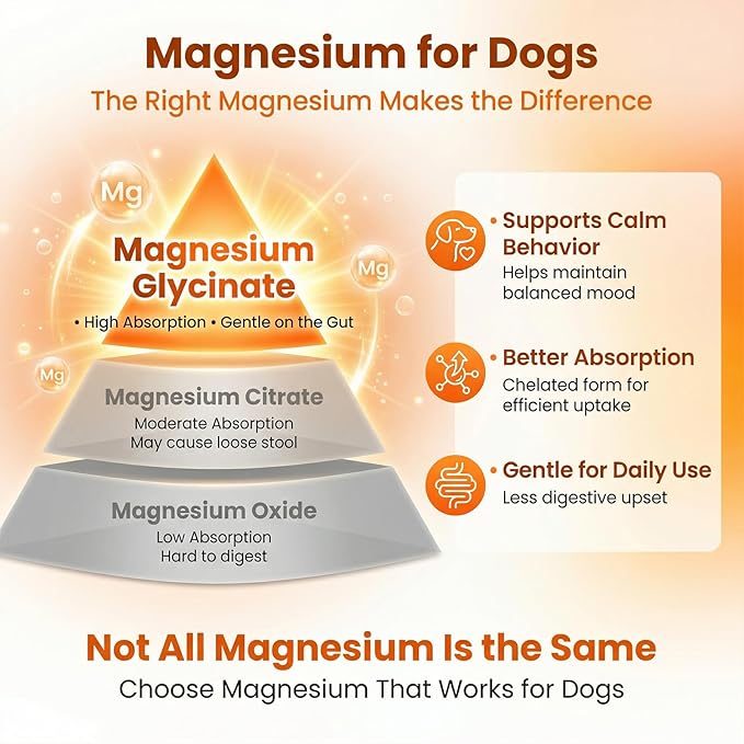 PUAINTA Dog Calming Chews – Magnesium Glycinate & Melatonin for Dogs, 4 Herbal Ingredients for Anxiety Relief, Stress & Travel Support, Chicken Flavor (90 Count)