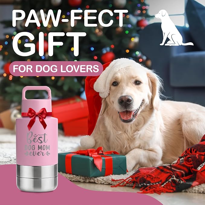 Mothers Day Gifts for Dog Lover/Dog mom, Portable Dog Water Bottle & Bowl, for Car trip, Hiking, Camping, 32 oz Insulated, 2 Pcs