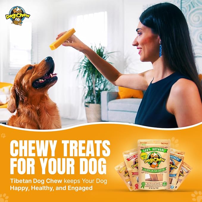 Tibetan Dog Chew 2 lb Yak Cheese Sticks - Natural, Handmade, Long-Lasting Treats for Small Dogs & Puppies, No Additives, Rawhide and Grain Free, Ideal for Aggressive Chewers, Easy to Digest, Bulk