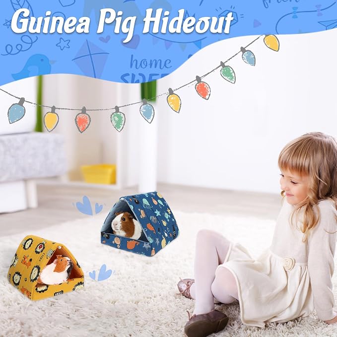 YUEPET 2 Pack Guinea Pig Bed - Washable Guinea Pig Hideout and House Small Animal Hideout Cage Accessories for Guinea Pigs Chinchillas Dwarf Rabbits Hamsters Hedgehogs