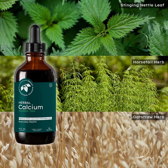 Mountain Meadow Herbs Herbal Calcium – Vegan Liquid Calcium Supplement for Bone & Teeth Support, High Absorption Plant-Based Formula for Adults & Kids - 4 oz