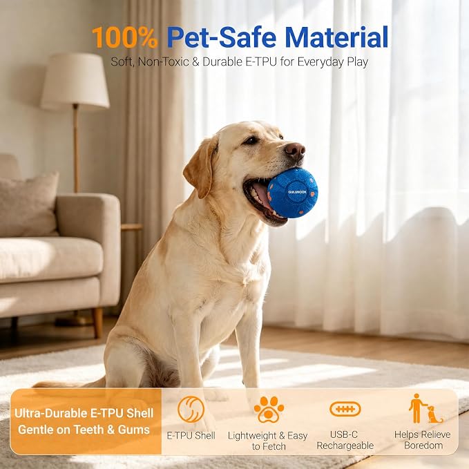 T02 Interactive Dog Ball Shell for 82mm Smart Dog Toy – Lightweight 90g Replacement Outer Shell, 2-in-1 Fetch & Throw Dog Ball for Independent Play, Compatible with T02 Removable Motor