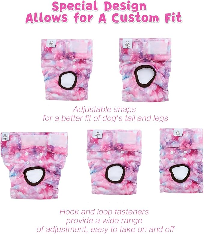 CuteBone Washable Female Dog Diapers 4 Pack Reusable Doggie Heat Diapers for Period FMG04L