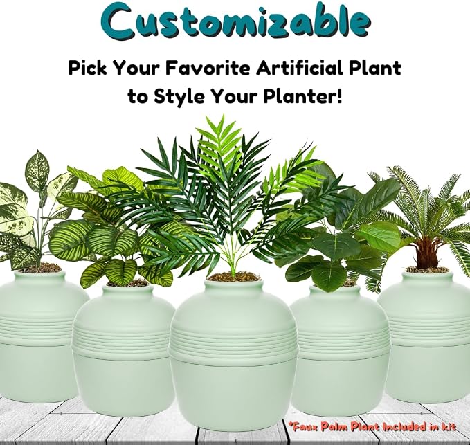 Good Pet Stuff Original Hidden Litter Box Planter, Decorative Cat Litter Enclosure with Carbon Filter, Artificial Palm Plant, Upgraded Design, Easy to Clean, Base Kit, Seagrass Green