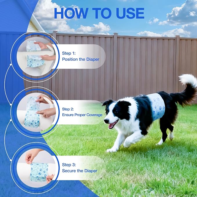 Male Dog Diapers with Wetness Indicator, Disposable Belly Band for Puppy Male Diapers, Doggie Wraps for Puppy Training, Incontinence (L, 26 Count)