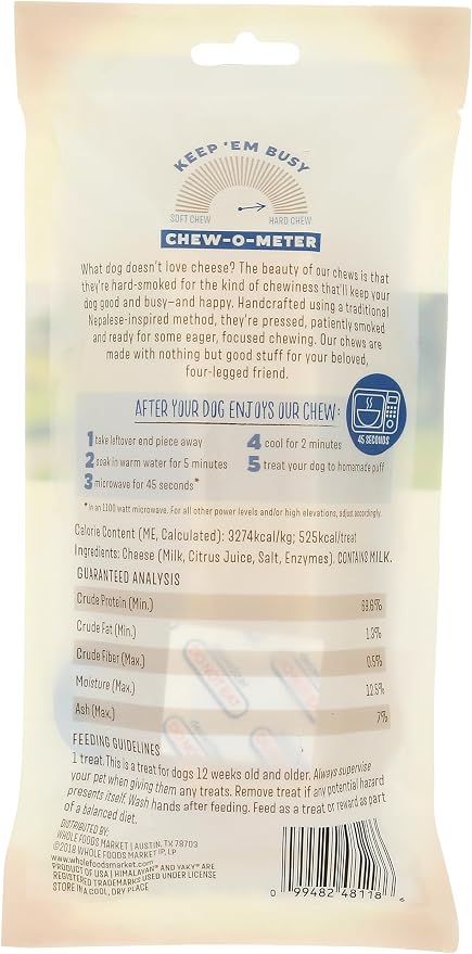 Whole Paws, Himalayan Yaky Dog Chew, Lactose & Grain Free, X-Large (For Dogs 70 lbs & Under), 5.5 Ounce