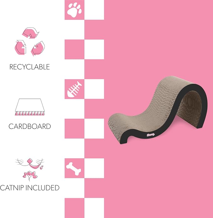 CSR1013A Kona 27" Modern Cardboard Double-Sided Wave Cat Scratcher with Catnip, Ink