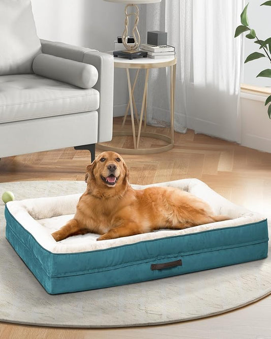 Upvilla Orthopedic Dog Bed XL, Four-Sided Cushioned Egg-Shaped Foam Dog Sofa, Waterproof Removable Cover, Pet Sofa Bed with Non-Slip Base, Extra Large Dog Bed,Blue