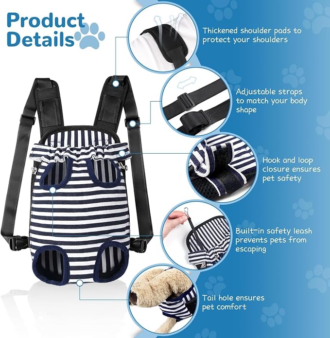 YUDODO Pet Dog Carrier Backpack Adjustable Dog Front Carrier, Legs Out Easy-Fit Dog Travel Backpack Carrier for Hiking Camping for Small Medium Dogs Cats and Rabbits