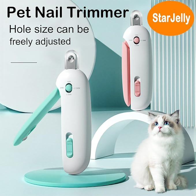 Cat Nail Clippers, Dog Nail Clippers for Kittens at All Stages and Puppies at a Young Age, Adjustable Hole Size with Hidden Nail File. (01 Blue)