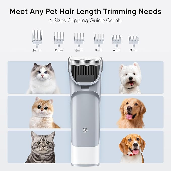 NEWBULIG Pet Grooming Vacuum Kit, 2.5L Dust Cup, 3 Suction Modes and 5 Groomer Tools, Dog Clippers with Cordless Low Noise for Cats, Dogs Other Animals Hair Trimmer
