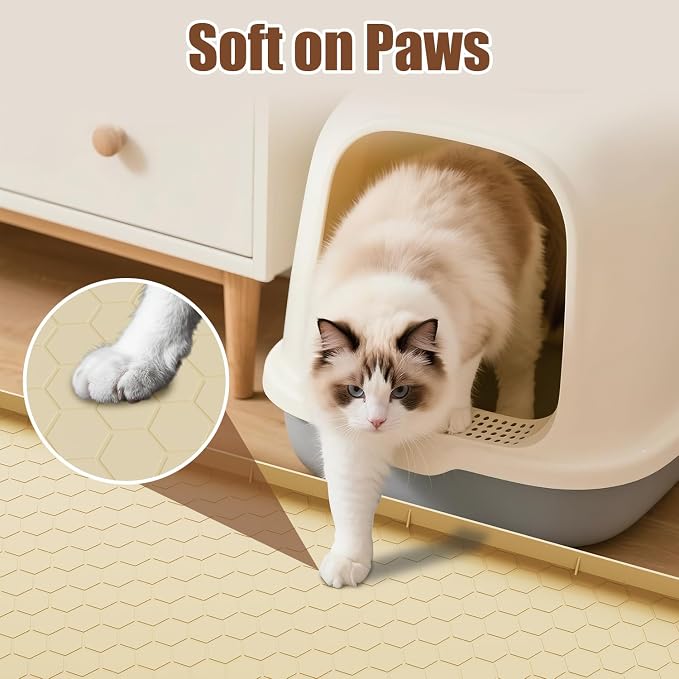 Cat Mat for Litter Box, 40" X 28" Large Silicone Cat Litter Trapping Mat, Waterproof Cat Litter Mat, Soft on Kitty Paws, Easy to Clean, Non-Slip Kitty Scratch Pad for Floor(Yellow)
