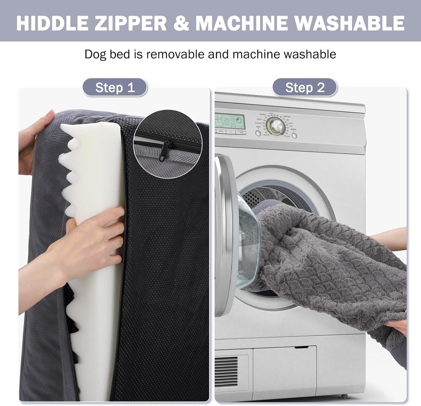 INVENHO Orthopedic Dog Beds Large Sized, XL Washable Dog Sofa with Egg-Crate Foam, Waterproof Lining and Non-Skid Bottom