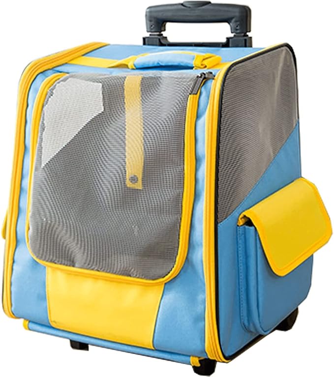 OLOTU Pet Backpack Breathable Mesh Pet Trolley Case, Go Out Portable Cat Backpack, Puppy Transport Carrier Pull Rod Box, Pet Travel Carrier Spacious