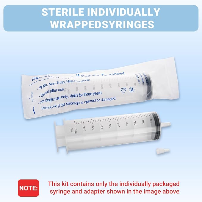 1000ml Large Syringe,Plastic Syringes for Liquid with Tip Adapter, for Scientific Labs, Measuring, Watering, Refilling, Filtration Multiple Uses, Individual Sealed